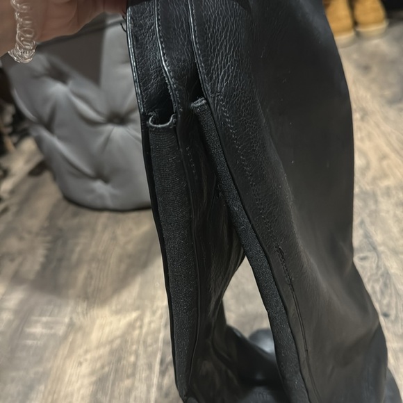 Vince Camuto Black Leather Riding Boots with gold buckles over the knee - Picture 8 of 13